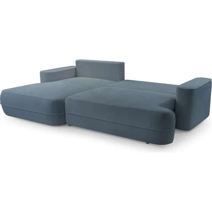 Selsey 'Fuerro' Ecksofa mit Schlaffunktion, Bettkasten, Ottomane links,Strukturstoff wasserabweisend, Hellblau – Bild 3