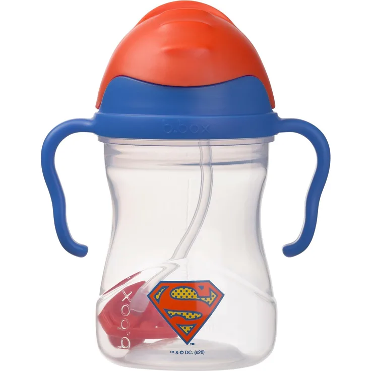 b.box Superman Trinklernbecher Für Jeden Winkel | Flip-Top, Schwerer Strohhalm, Griff, Auslaufsicher | BPA-Frei & für Spülmaschine | Ab 6 M | 240 ml