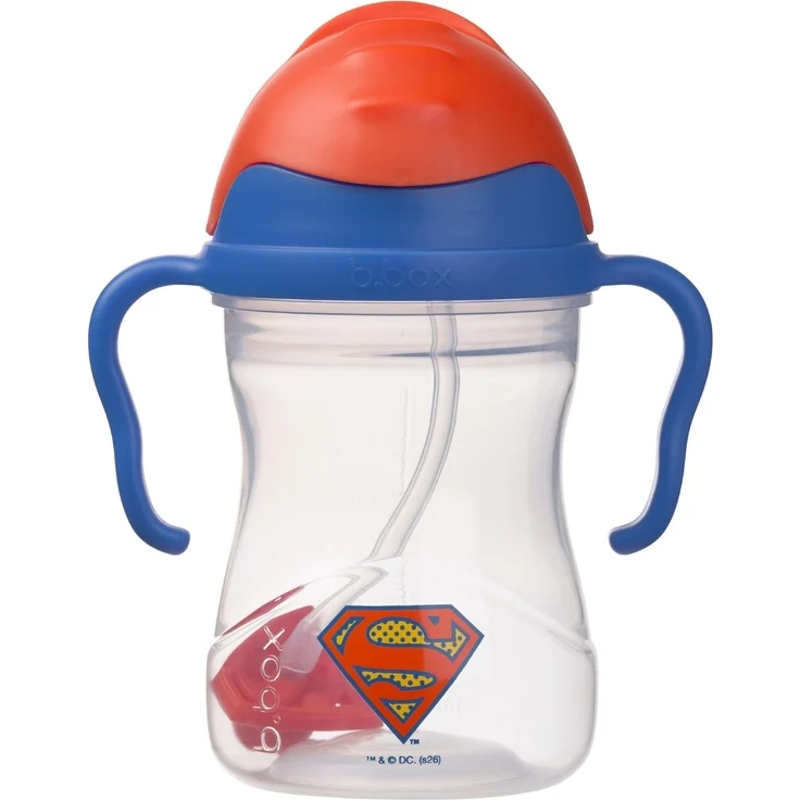 b.box Superman Trinklernbecher Für Jeden Winkel | Flip-Top, Schwerer Strohhalm, Griff, Auslaufsicher | BPA-Frei & für Spülmaschine | Ab 6 M | 240 ml
