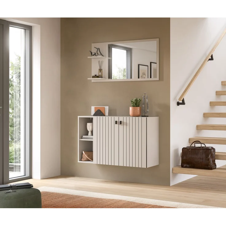 Garderobenkombination (B/H/T: 106x192x37 cm) in Kaschmir Nachbildung – Bild 5