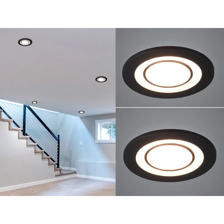 Runder LED Deckeneinbaustrahler 2er Set in Schwarz matt Ø 8,2cm