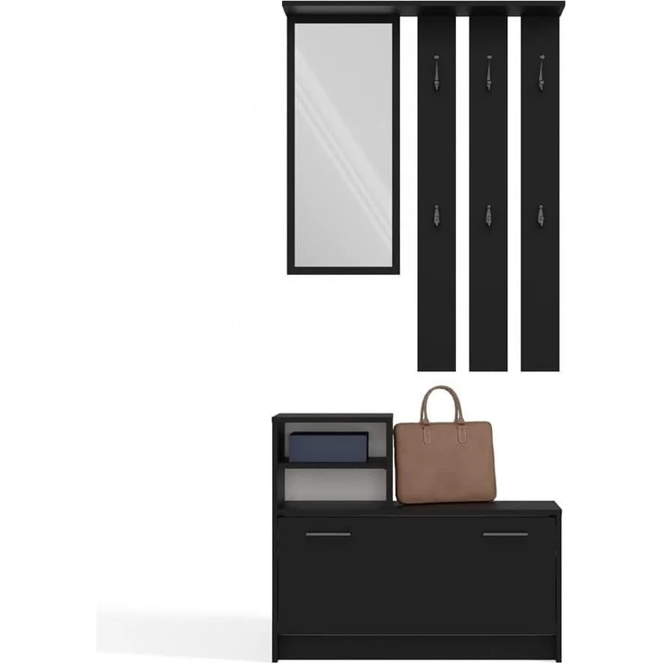TOPESHOP GARDEROBEN-SET TRAUMGARDEROBE Laminierte Spanplatte Schwarz 180cm (H 180 x T 24 x B 85 cm) – Bild 5