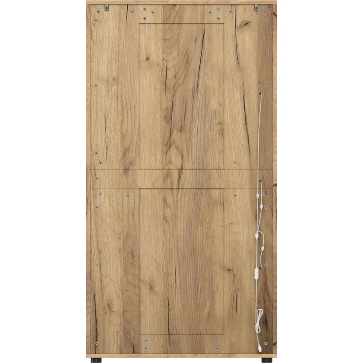 Merax Vitrinenschrank mit 2 Glastüren, 4 Ablageflächen und verstellbarer LED-Beleuchtung – modernes Design für Wohnzimmer, natur, 80×36×150.5cm – Bild 8