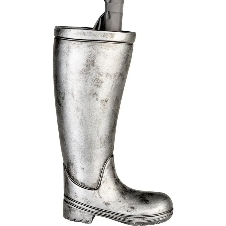 Casablanca Schirmständer, Gummistiefel, "Stiefel", Keramik, silberfarben, , L. 11 cm, B. 26 cm, H. 45 cm 56185