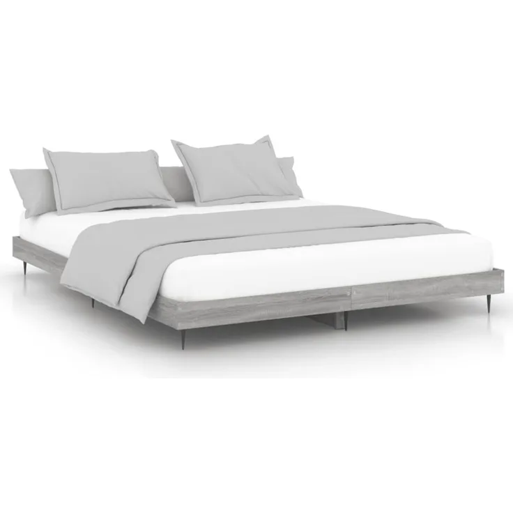 Doppelbett, Bettgestell Modernen ohne Matratze Grau Sonoma 160x200 cm Holzwerkstoff d2433e
