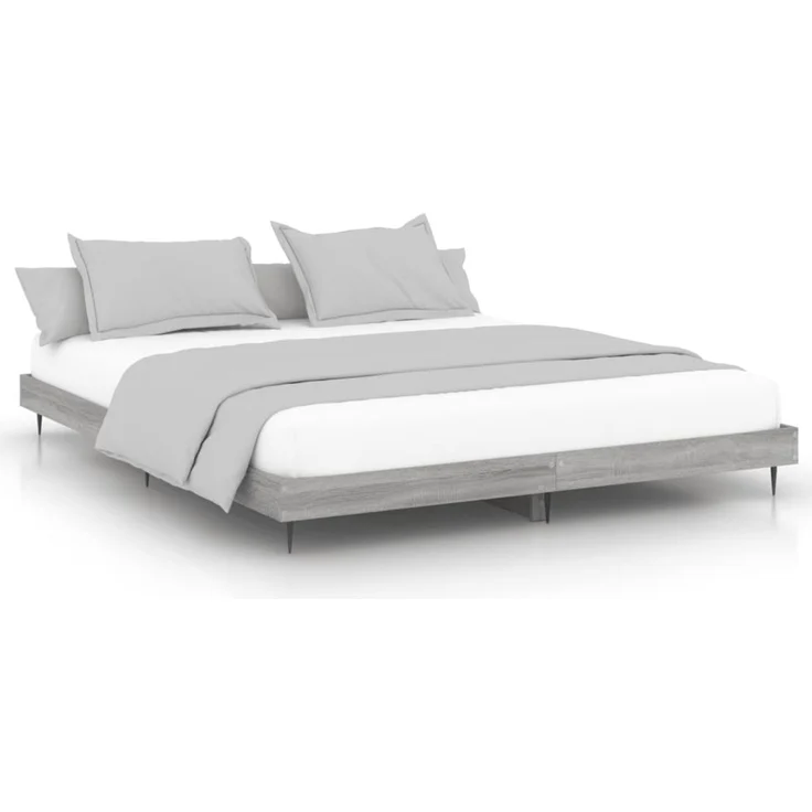 Doppelbett, Bettgestell Modernen ohne Matratze Grau Sonoma 160x200 cm Holzwerkstoff d2433e – Bild 1