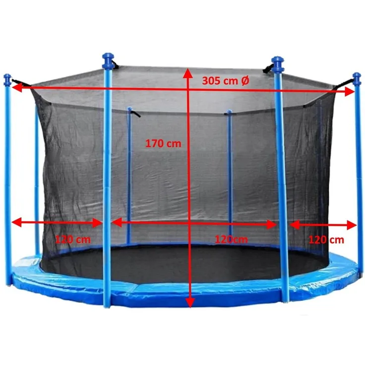 walexo Gartentrampolin Trampolin Innenliegendes Sicherheitsnetz für 6- oder 8 Stangensysteme, Ø 305 cm, (8 tlg)