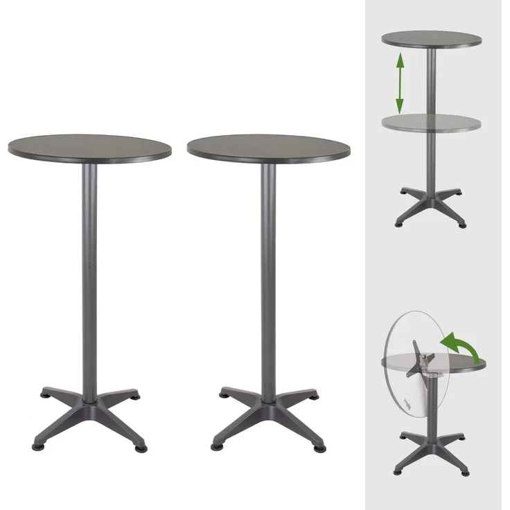 2x Stehtisch 2in1 Bistrotisch Alu klappbar höhenverstellbar 70/115 cm Ø 60 cm Partytisch Bartisch