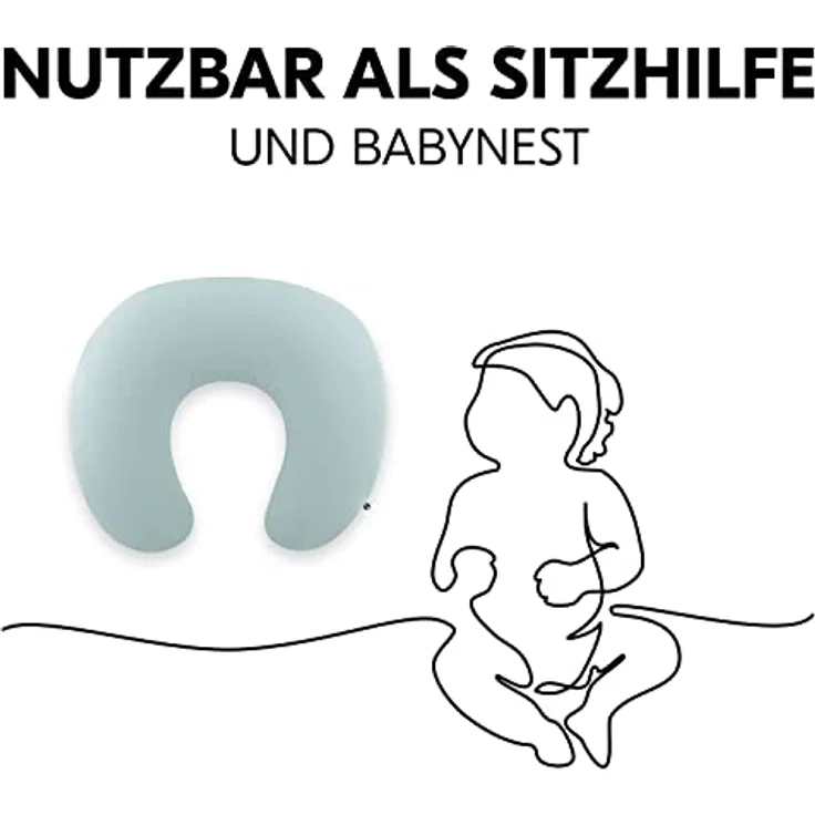 Hauck Nurse N Feed Stillkissen mit Mikroperlenfüllung, Eukalyptus, 140 cm, OEKO-TEX® STANDARD 100, waschbar und pflegeleicht – Bild 3