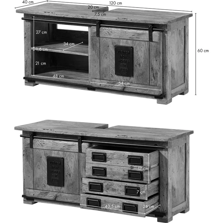Waschbeckenunterschrank Mango 120x40x60 braun lackiert RAILWAY #477 – Bild 11