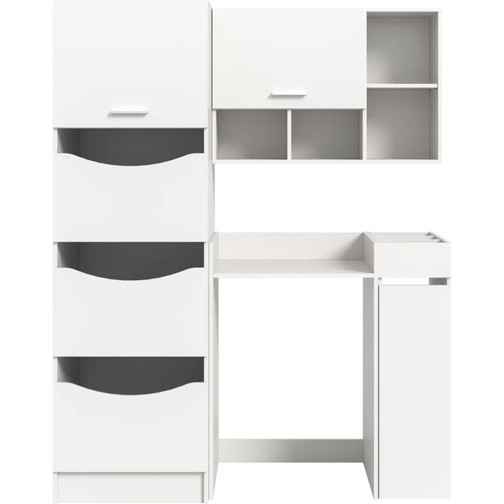 Waschmaschienenumbau Set (B/H/T: 145x195x62 cm) in weiß Nachbildung – Bild 2