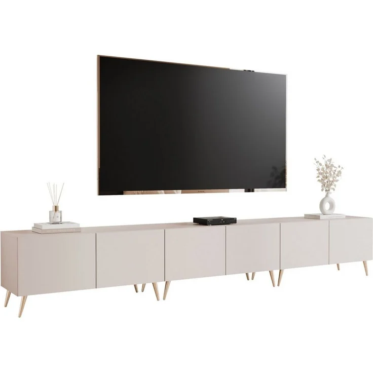 yourhouse24 Lowboard TV ANGEL 300 auf Füßen mit LED-Beleuchtung – Griffloses Design – Bild 1