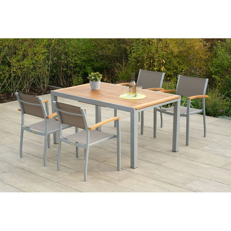 Naxos Set 5tlg, 4 Stapelsessel, Ausziehtisch 150 (200) x 90 cm – Bild 3