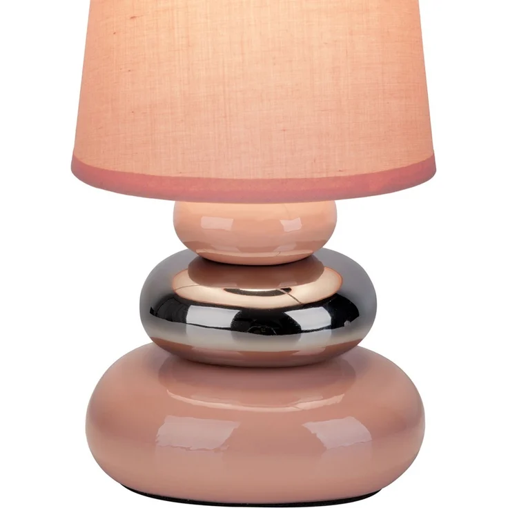 Tischlampe Wohnzimmer Tischleuchte Schlafzimmer Keramik Stoff Rosa 3045332 – Bild 6