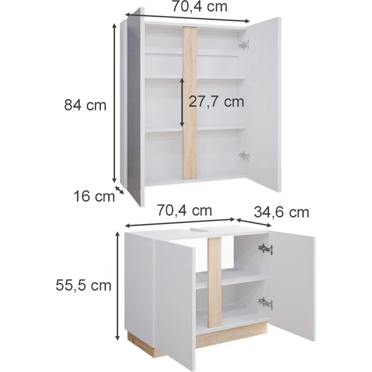 Badmöbel-Set Gloria Weiß 2-teilig Vicco – Bild 3
