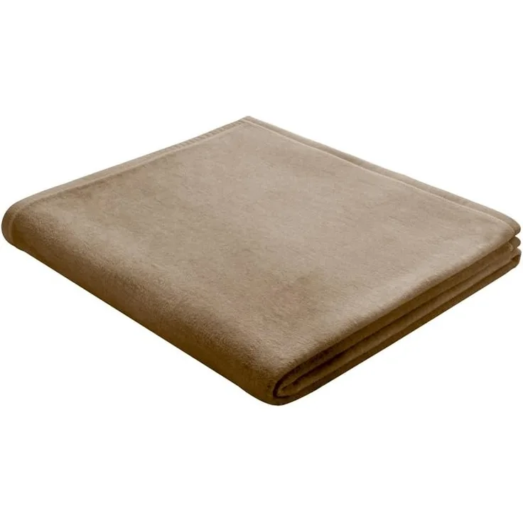 Biederlack Wohn- und Kuscheldecke, 100 % Baumwolle, Samtband-Einfassung, 150x200 cm, Beige, Cotton Pure, 239701
