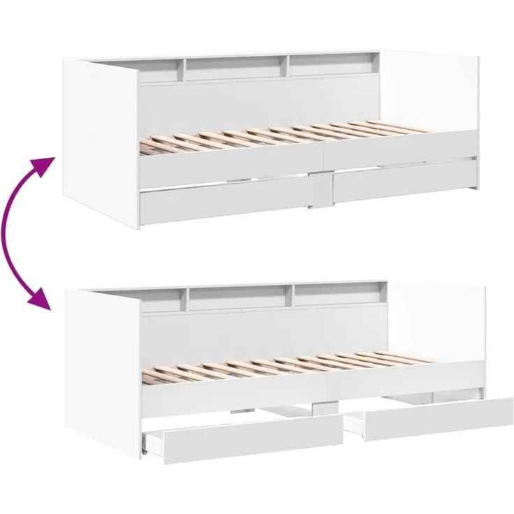 vidaXL Tagesbett mit Schubladen ohne Matratze Weiß 90x200 cm 3280846 – Bild 8