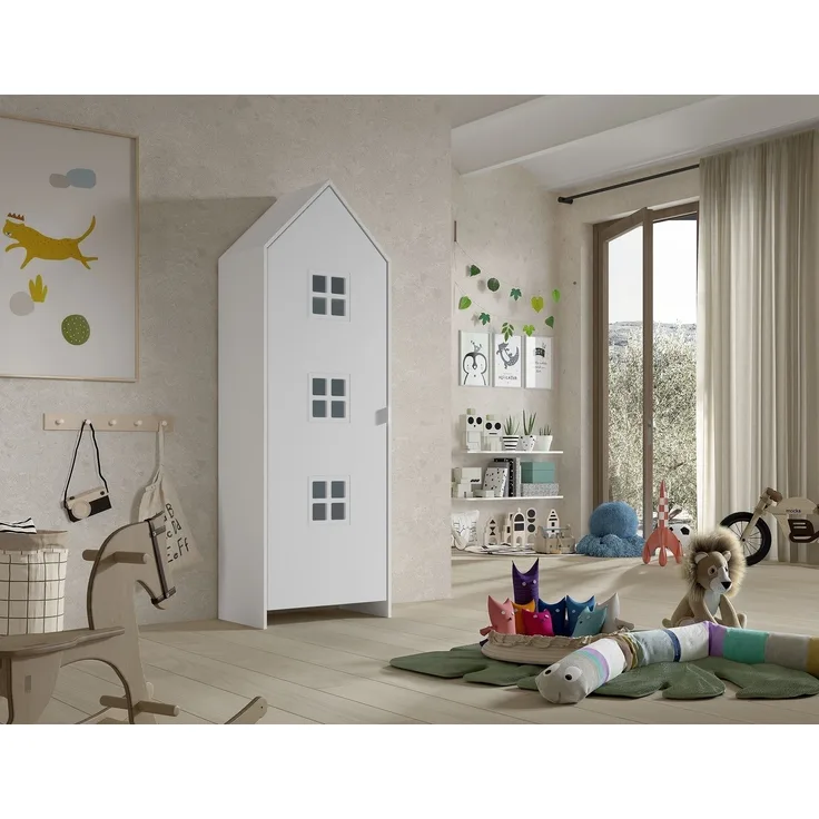 Kleiderschrank >CASAMI BRUGES< in Weiß lackiert, MDF - 57,6x171,3x37cm (BxHxT)