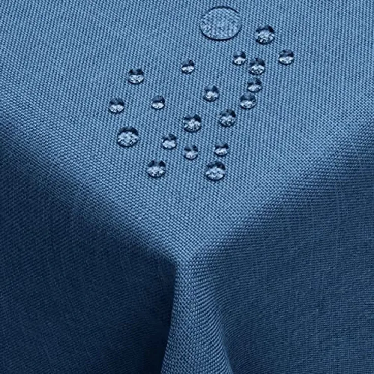 DecoHomeTextil Leinen Optik Tischdecke, Rechteckig 110 x 180 cm Dunkelblau, wasserabweisend, fleckenabweisend, abwaschbar, Lotuseffekt, bügelfrei