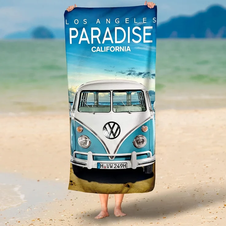 BERONAGE Strandtücher VW Volkswagen Bulli T1 Paradise 075 Badetuch 75x150 cm, 100% Baumwolle (1-St), Frottee in Velours-Qualität – Bild 5