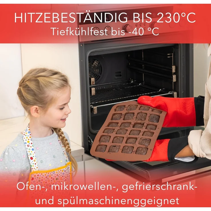 AVANA Backform Silikon Brownieform für 24 Brownies Backblech Kuchen Form Brownie, (2er Set), Antihaftbeschichtung, BPA-frei, Braun – Bild 6