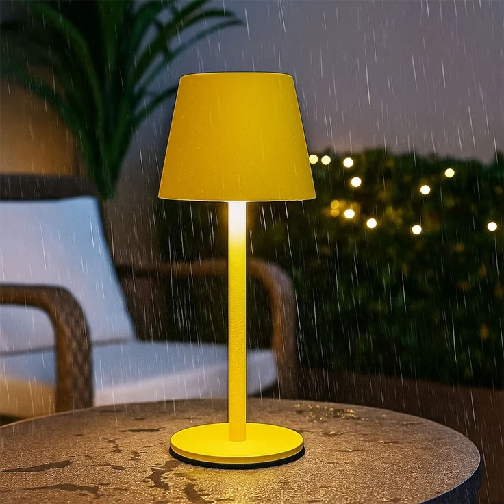 LED Tischlampe, gelb, Akku, CCT, Touchdimmer, Flaschenaufsatz – Bild 3