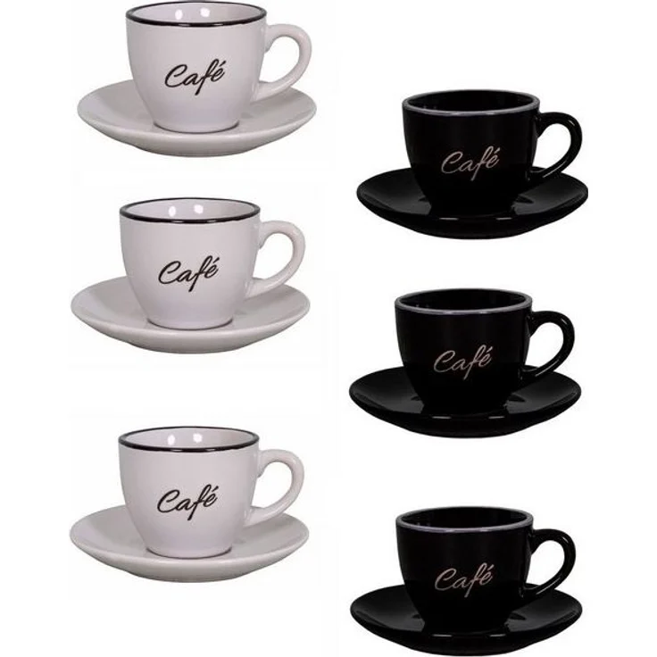 6er Set weiß u. schwarz Espressotassen mit Unterteller Antic Line SEB17185+17184 – Bild 1