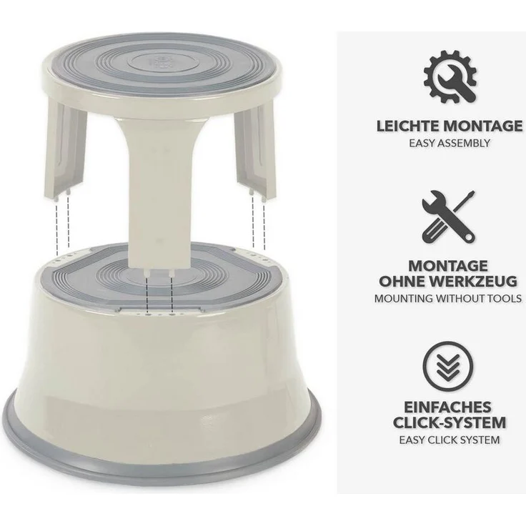 Karat Tritthocker Elefantenfuß, 4 Farben Rollhocker, Hocker, Sitzfläche ohne Lehne, Stahl – Bild 2