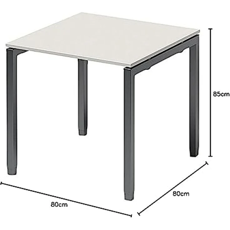 BISLEY Cito Schreibtisch, 650-850 mm höheneinstellbares U-Gestell, Metall, Gw334 Dekor Grauweiß, Gestell Anthrazitgrau, 80 x 80 x 85 cm – Bild 2