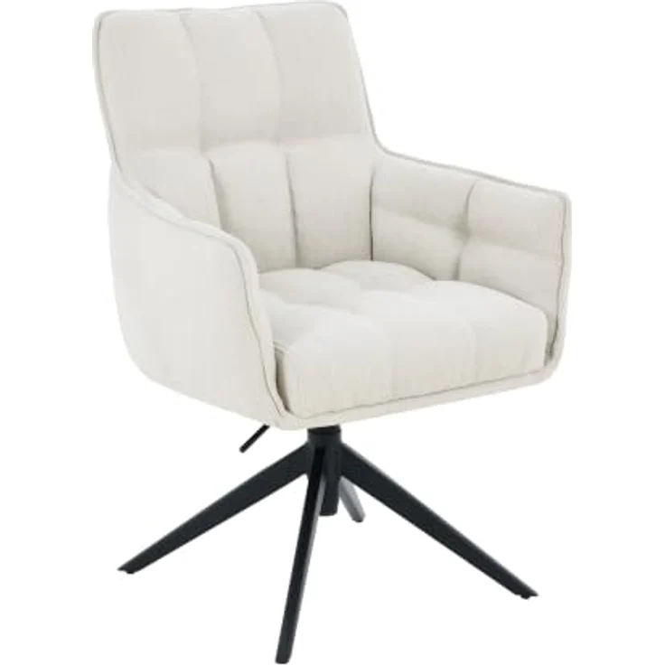 Hela Tische, Armlehnstuhl Polsterstuhl Pomba, Webstoff Beige, 360° drehbar, Sitzhöhenverstellung, Federkorb, 4-Fuß Gestell, 140kg belastbar – Bild 1