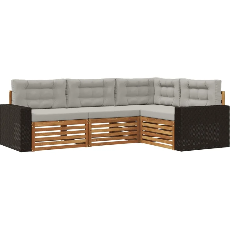 vidaXL Outdoor-Sofagarnitur 4 stk. 4-Sitzer Natur und Hellgrau 3383304 – Bild 2