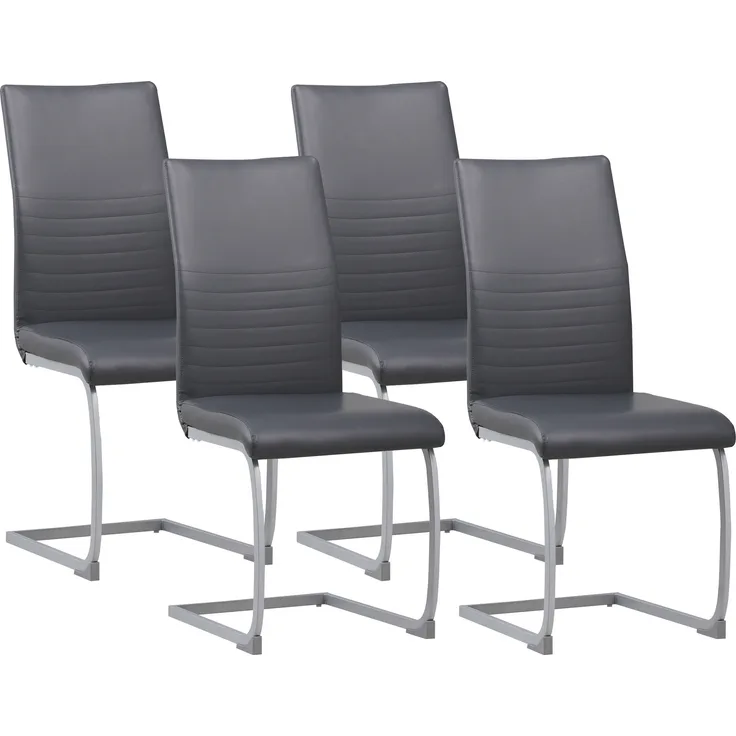 Albatros Freischwinger Stühle 4er Set MURANO, Grau - Esszimmerstuhl Schwingstuhl, modernem Design, Kunstleder-Bezug, dicke Polsterung - Küchenstuhl, Polsterstuhl, Stuhl Esszimmer Esstisch
