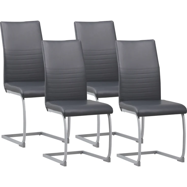 Albatros Freischwinger Stühle 4er Set MURANO, Grau - Esszimmerstuhl Schwingstuhl, modernem Design, Kunstleder-Bezug, dicke Polsterung - Küchenstuhl, Polsterstuhl, Stuhl Esszimmer Esstisch – Bild 1