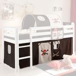 Vorhang Pirat 3-tlg 100% Baumwolle inkl. Befestigung ( 2x Klettband ) schwarz - weiß waschbar