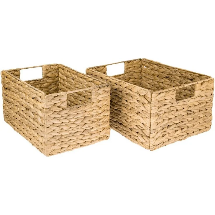 HMF Aufbewahrungskorb faltbarer Korb geflochten aus Wasserhyazinthe Seegras (2 St), handgefertigter Flechtkorb in zwei Größen – Bild 5