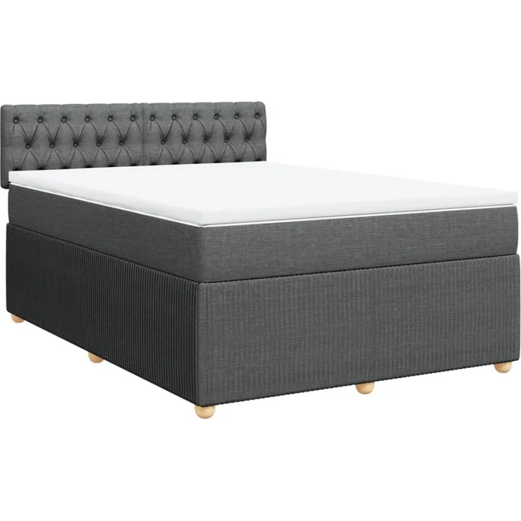 vidaXL Boxspringbett mit Matratze Dunkelgrau 140x200 cm Stoff 3289787 – Bild 3