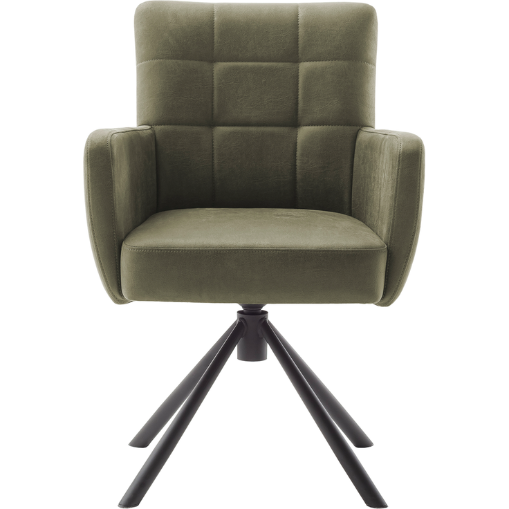Wohn Schick WINSTON Armlehnenstuhl, olive,Gestell: Mattschwarz lackiertLuxus-Komfortsitz, 360° drehbar, - H 88 cm x T 66 cm x B 62 cm – Bild 2