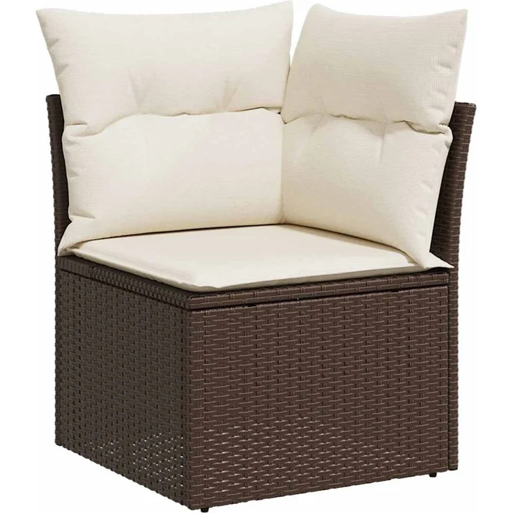 vidaXL 5-tlg. Garten-Sofagarnitur mit Kissen Braun Poly Rattan 3326154 – Bild 4