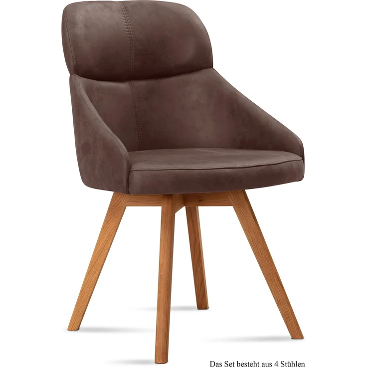 Esszimmerstuhl (4er-Set) Donna 52x82x63 Eiche geölt/Braun