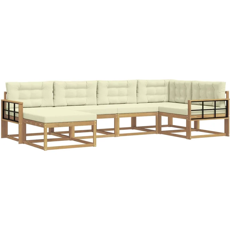 vidaXL Outdoor-Sofagarnitur 6 stk. 6-Sitzer Weiß und Creme Polyester 3386699 – Bild 2