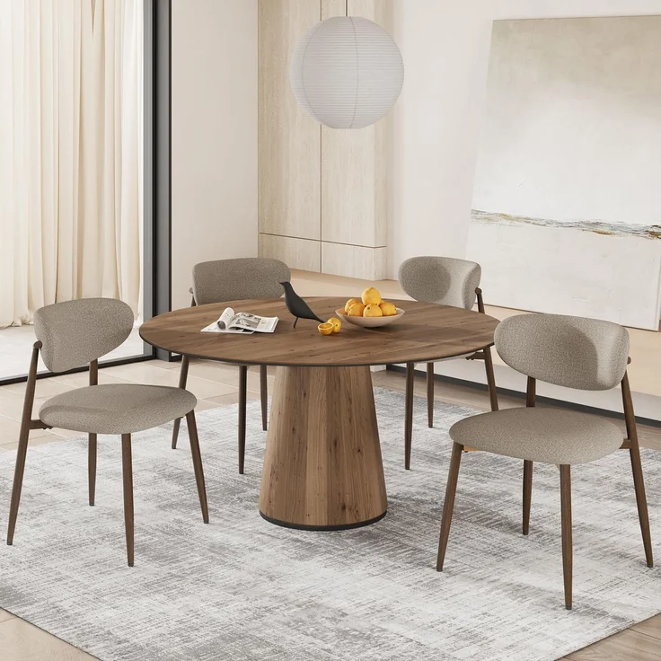 COLAMY Küchenstuhl Esszimmerstühle 4er Set, Moderne Polsterstuhl Essstühle mit Fester Rückenlehne, Stoff Esszimmerstühl mit Metallbeinen für Esszimmer, Küche, Restaurant, Kamel