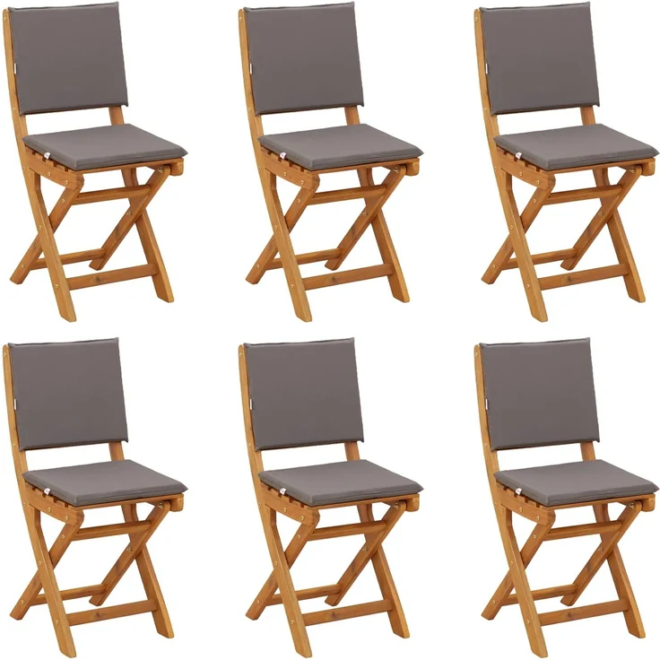 vidaXL Außen Bistro-Stühle mit Kissen 6 pcs Dunkelgrau 38 x 46 x 85 cm 3416295 – Bild 2