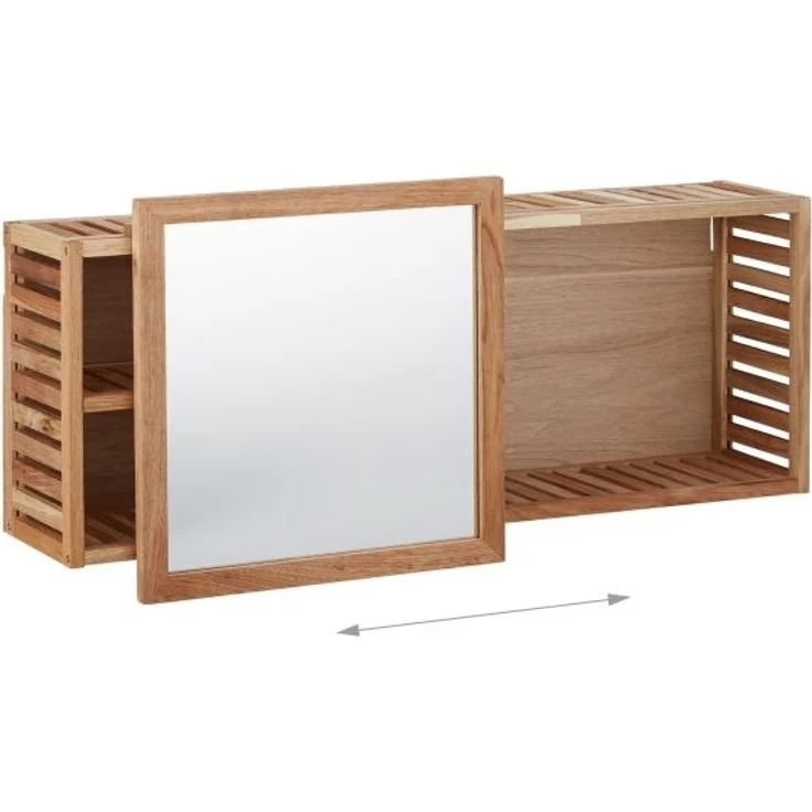 Relaxdays Wandregal mit verschiebbarem Spiegel, geöltes Holz Walnuss, 80 cm – Bild 6