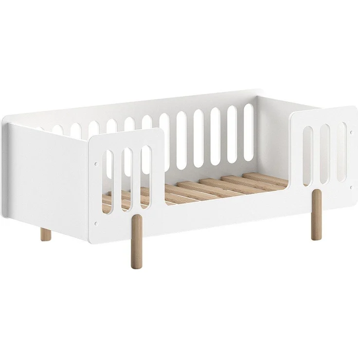 Vipack Kinderbett Smile, Juniorbett 70/140 cm, inkl. Rolllattenrost, MDF weiß lackiert (B/H/T ca. 150x60,2x74cm, niedriger Betteinstieg, stabil gebaut), 0 – Bild 2