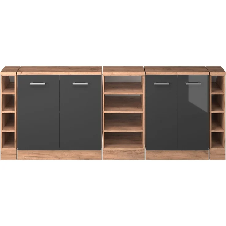 Küchenschrank für Dachschrägen R-Line Anthrazit Hochglanz 210 cm 5er Set Schrankkorpuss 60 cm Tiefe Vicco – Bild 3