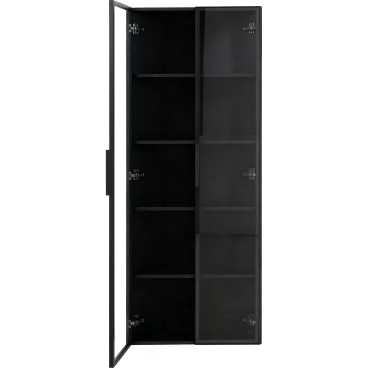 Eckvitrine 62x35x160 cm in Schwarz mit LED-Beleuchtung und Soft-Close-Türen – Bild 7