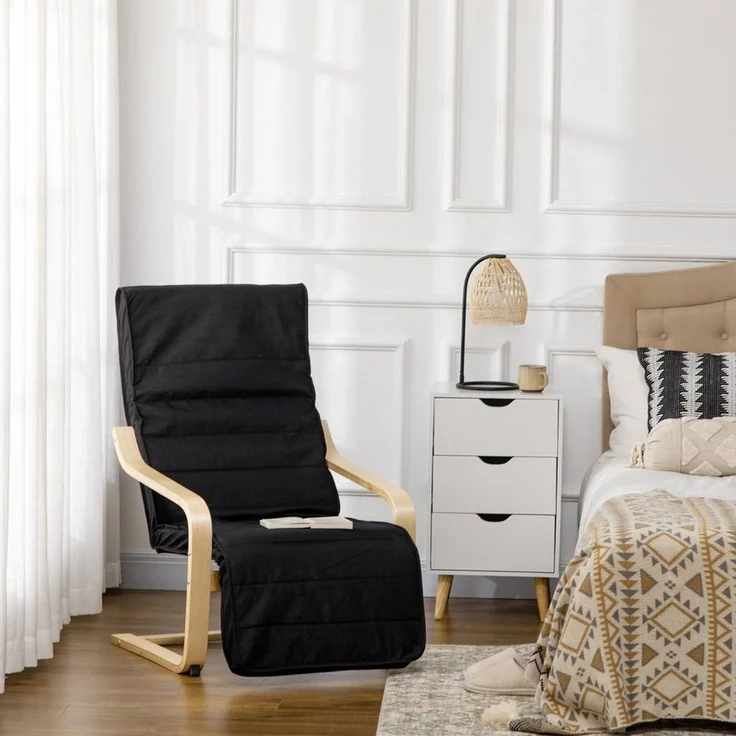 HOMCOM Relaxsessel Relaxstuhl mit Verstellbarem Fußteil (Ruhesessel, 1-St, Ruhestuhl), Schwarz 66,5 x 94 x 100 cm – Bild 1
