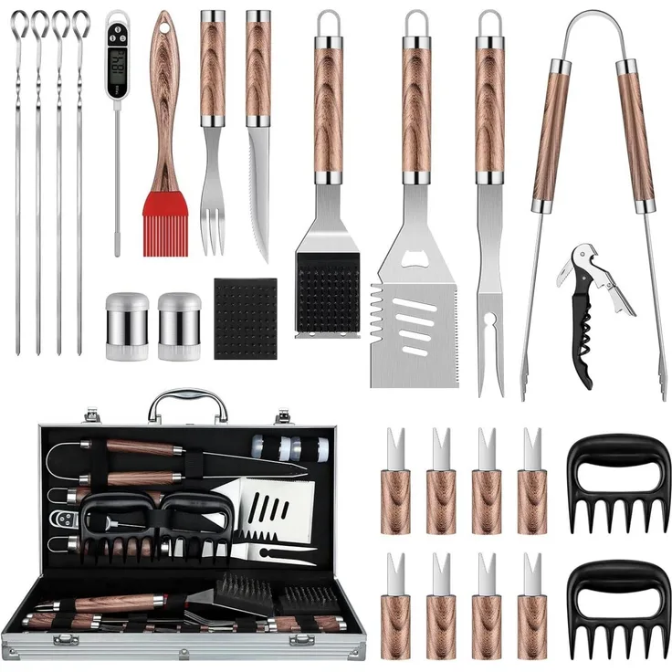 DRAGON RIOT Grillbesteck Set Edelstahl 29 Stück BBQ Zubehör