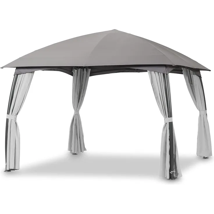 Leco 'Milena' Garten-Pavillon, mit Seitenvorhängen, grau, 330 x 330 x 270 cm (LxBxH)