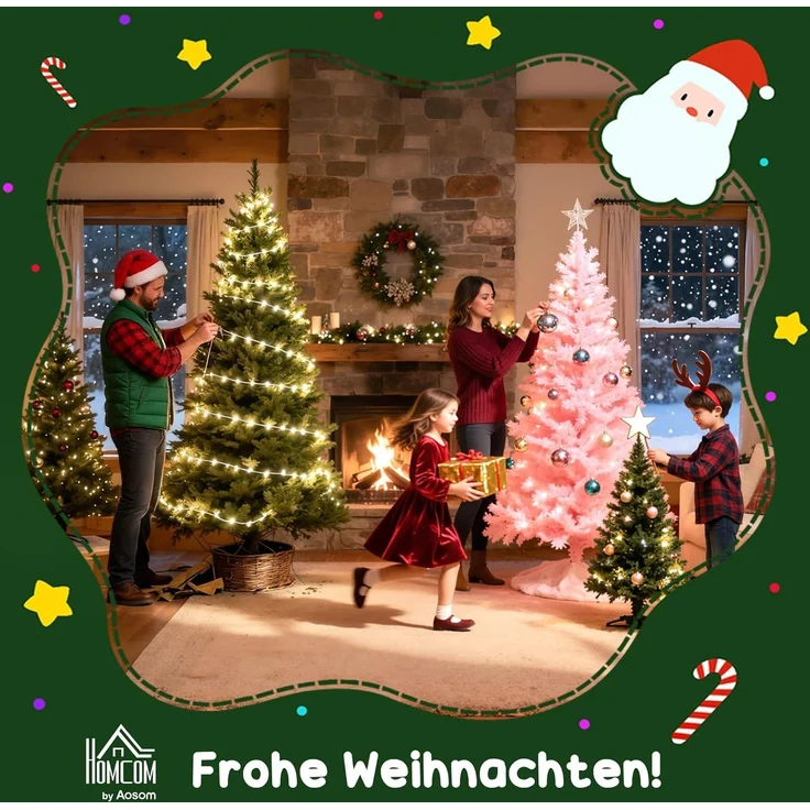 HOMCOM Künstlicher Weihnachtsbaum Weihnachtsbaum, Tannenbaum, Lichtfaser LED Christaum, Grün, 120 cm – Bild 8